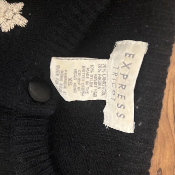 Vintage Woman's Sweater Express Tricot Size XS Lambswool and Angora Rabbit Black - Picture 9 of 10